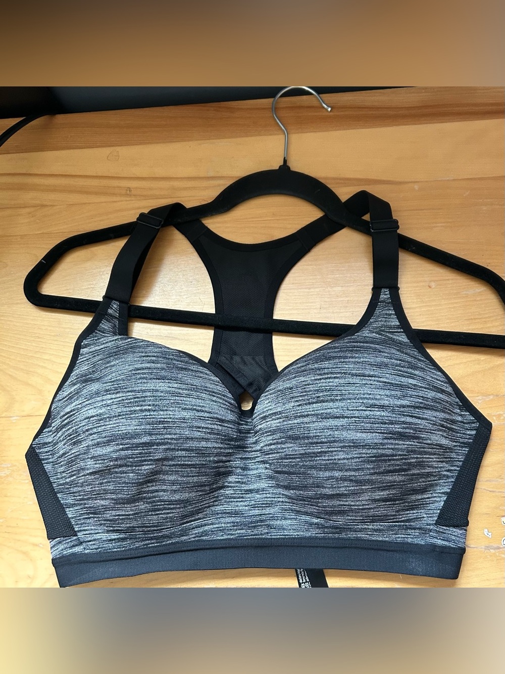 High-Support Gray Heather Racerback Sports Bra
